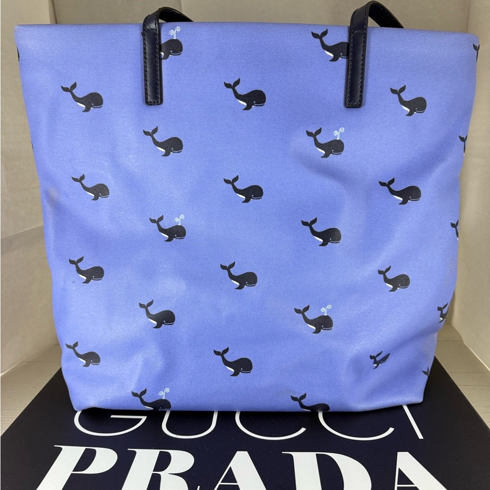 kate spade Blue Whale-Print Tote with Black Handles - Picture 3 of 8